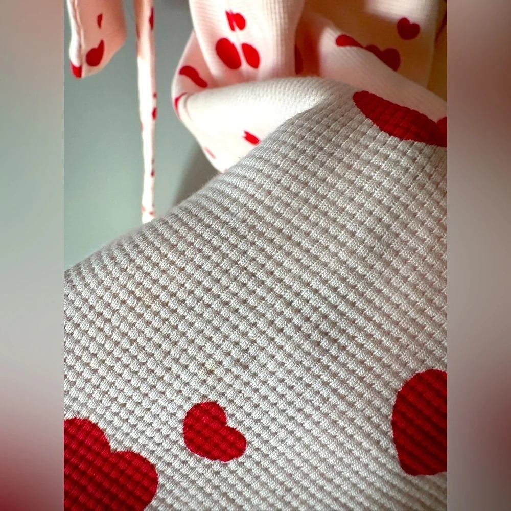 Monica + Andy Maternity Pink Robe with Red Hearts-